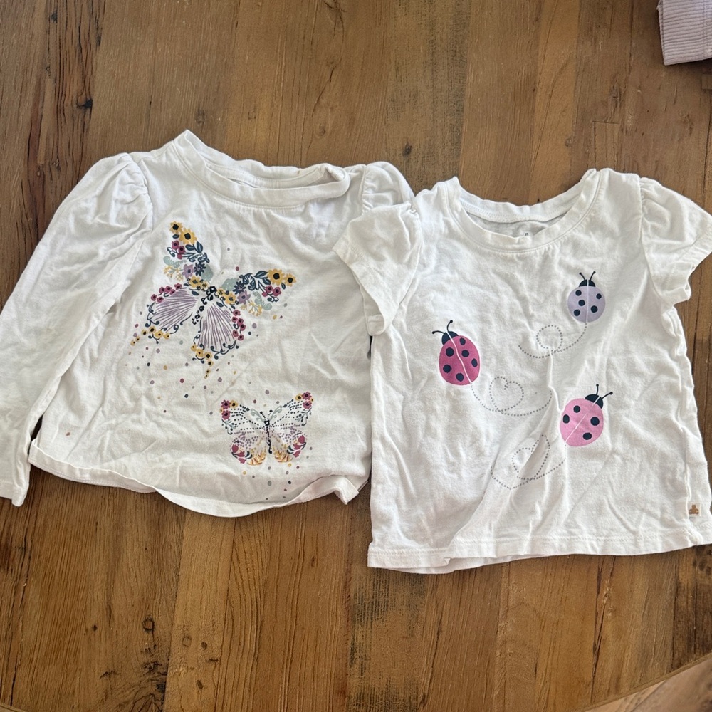 GAP Girls White Long Sleeve Butterfly & Ladybug Graphic Tops
